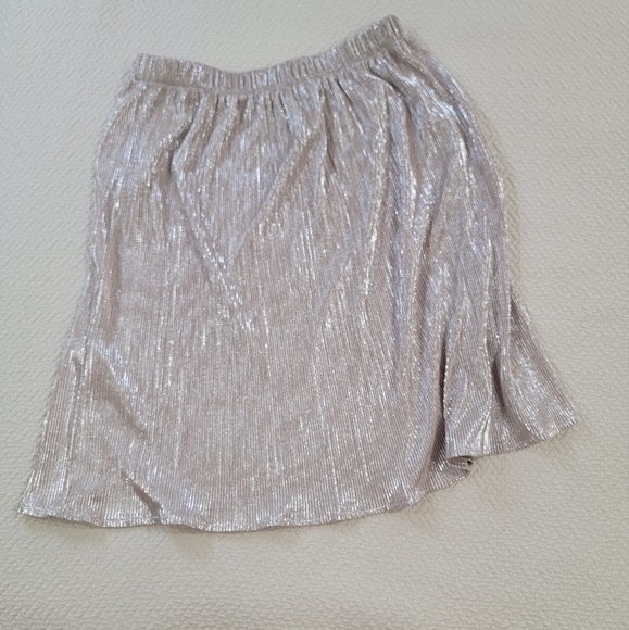 Leota Elegant Champagne Shimmer Skirt Size Medium Midi Micro Pleats Flowy - Picture 12 of 14